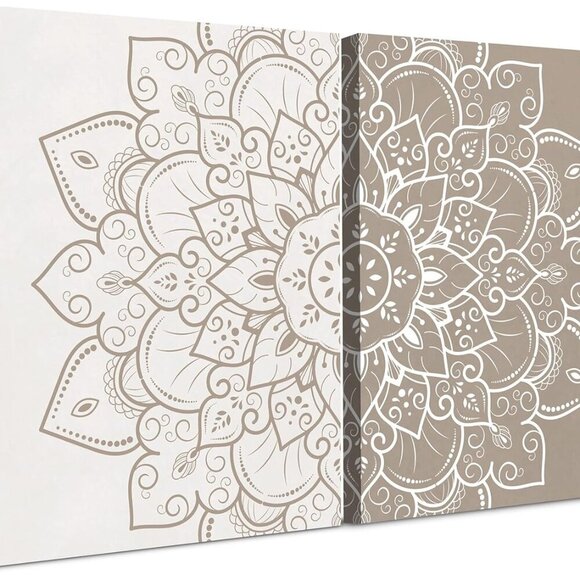 Mandala Wall Art Decor - Mandala Wall Decor Lotus Flower 24x40 - Bohemian Canvas